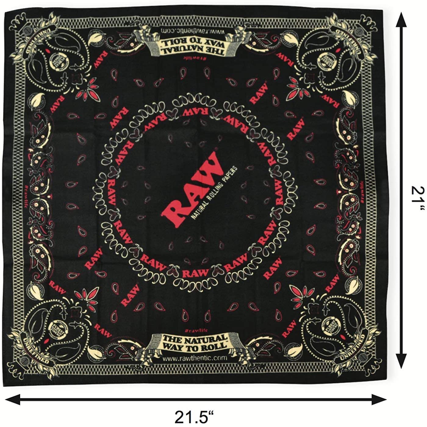 Raw - Black Bandana (21.5"x21.5")