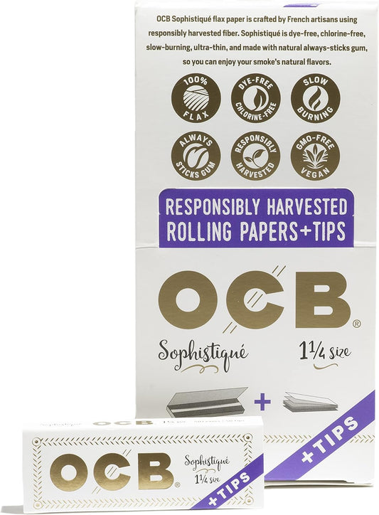 OCB SOPHISTIQUE 1 1/4 SIZE CIGARETTE PAPERS + TIPS