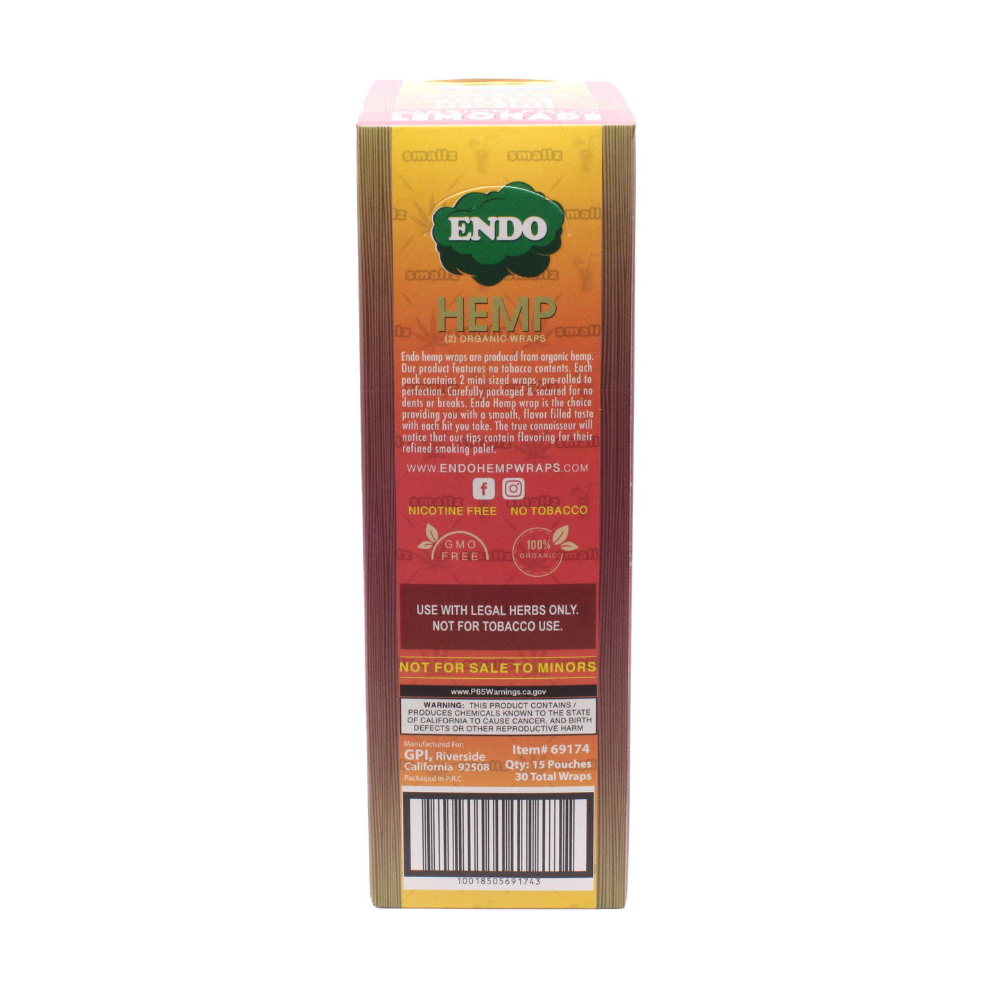 Endo Smallz Pre-Rolled Hemp Wraps - 15 CT