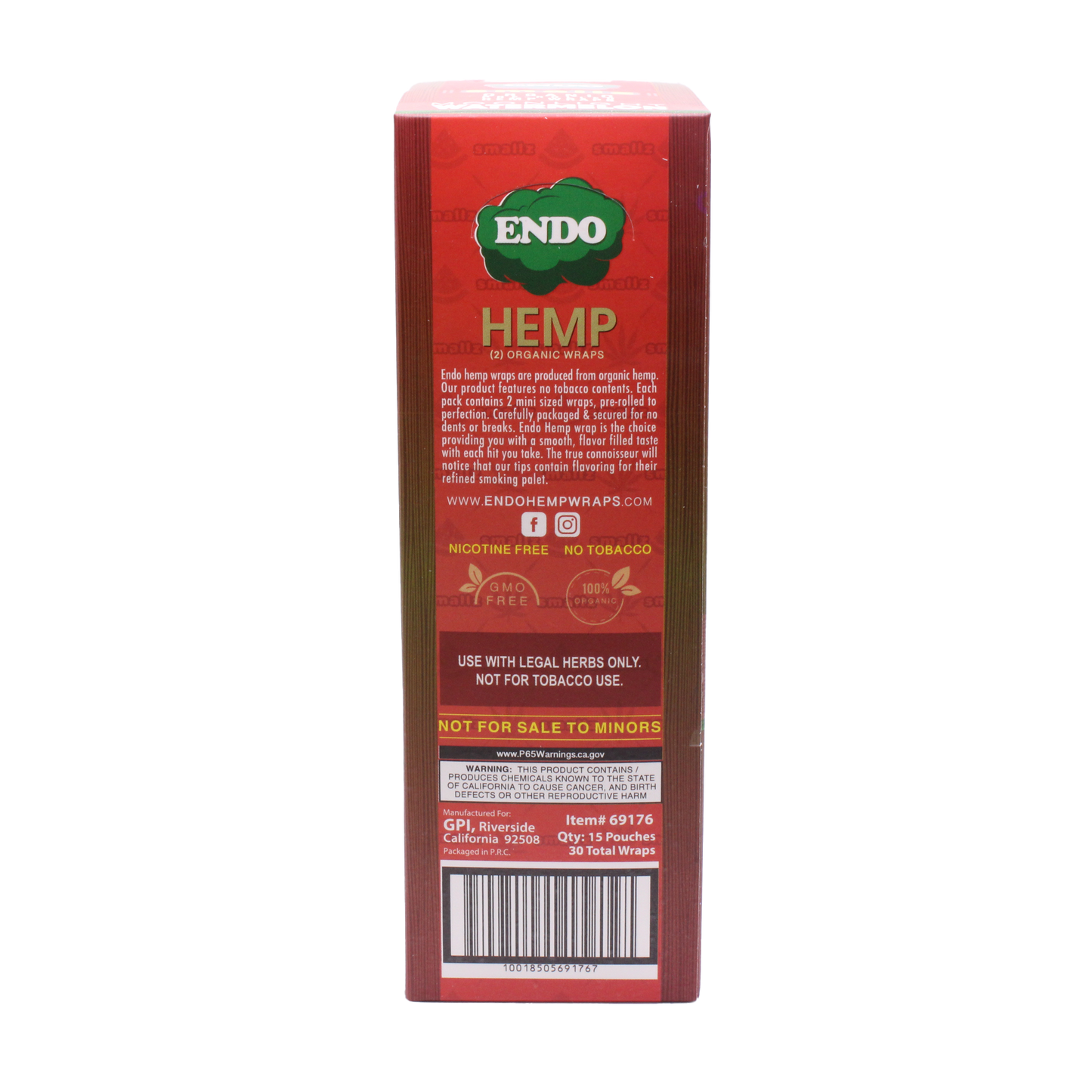 Endo Smallz Pre-Rolled Hemp Wraps - 15 CT