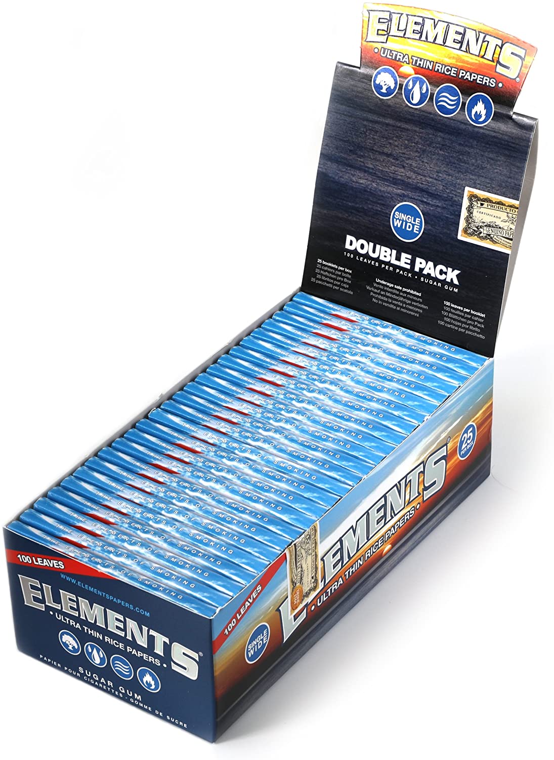 Elements - Hemp Single Wide Size Papers Double Pack - 25pk 100ct