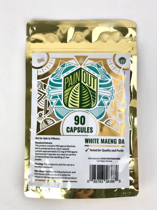 Pain Out - White Maeng Da Kratom - 90 Capsules