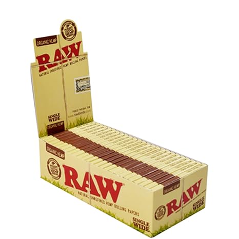 RAW-SINGLE WIDE ORGANIC HEMP ROLLING PAPERS 25CT