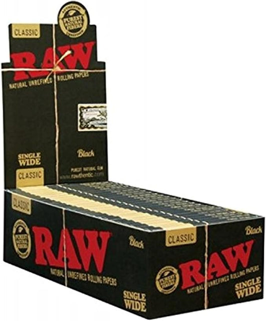 RAW-CLASSIC  BLACK ROLLING PAPERS SINGLE WIDE 25CT