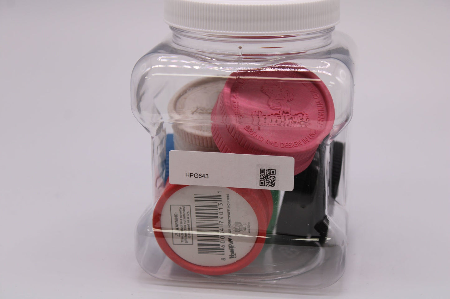 HONEYPUFF HEMP GRINDER 43MM ASSORTED COLORS 6CT JAR