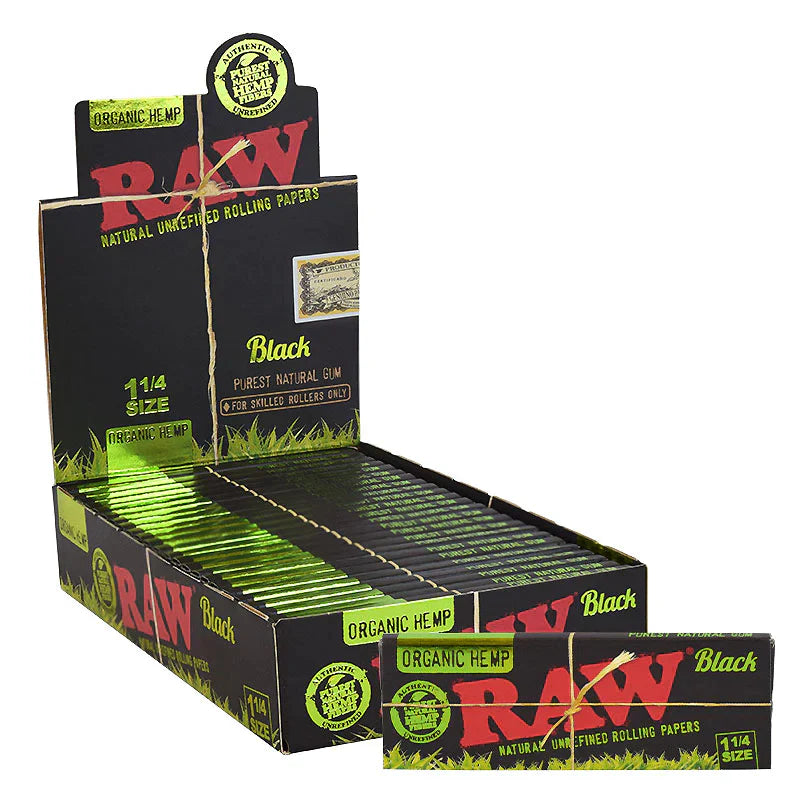 RAW-BLACK ORGANIC HEMP PAPER 1 1/4 24CT