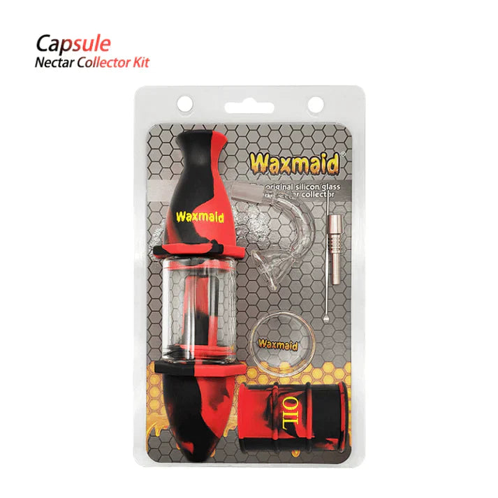 WAXMAID 8" UPGRADED CAPSULE SILICONE GLASS NECTAR COLLECTOR KIT - ASSORTED