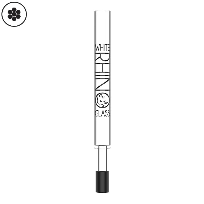 WHITE RHINO PYREX V2 DAB STRAW WITH SILICON CAP - 25PC