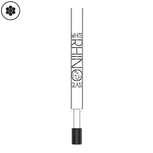 WHITE RHINO PYREX V2 DAB STRAW WITH SILICON CAP - 25PC